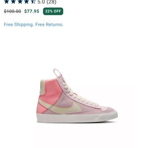 Brand new Nike blazer 77 pink 5Y